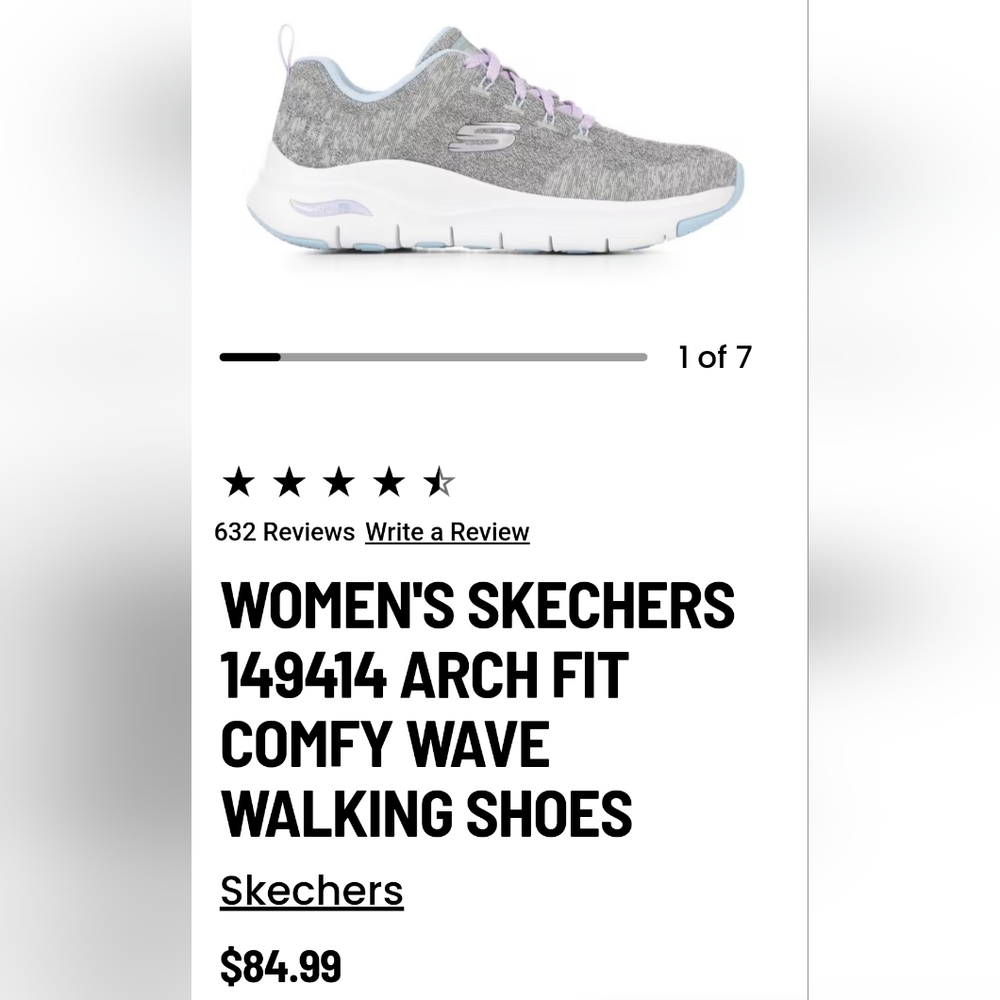 WOMEN'S SKECHERS 149414 ARCH FIT COMFY WAVE WALKING SHOES